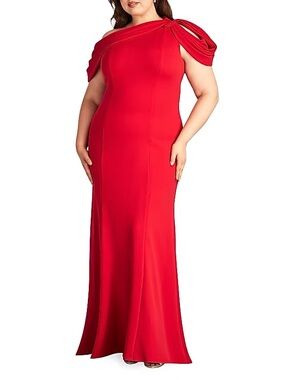 TADASHI SHOJI - PLUS ONE-SHOULDER CREPE GOWN
